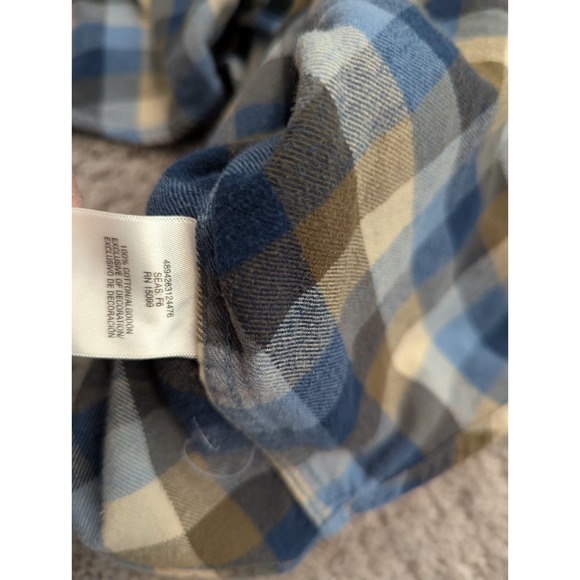 Outdoor Life Button Up Shirt‎ Mens Extra Large Plaid Flannel Long Sleeve Blue - Picture 5 of 8